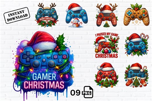 Gaming Christmas Controller PNG Bundle – Neon Holiday Clipart for Sublimation,console Art, Instant Download - Etsy