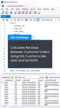SQL Query to Track Customer Order Gaps. #SQL #DataAnalytics #SQLTutorial