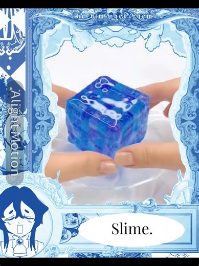 the silly little critter in the corner is my oc btw🥺 #slime #blueslime #blue #oc #fyp
