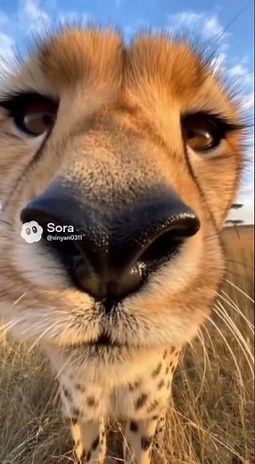 Mlem! 👅 Cheetah purring up close. #cheetah #bigcat #mlem #purr #cuteanimals #shorts