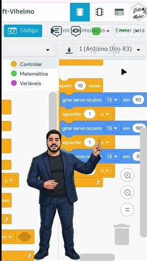 Tinkercad no Celular: Mexendo o Servo Motor com Blocosusando o Celular! 🤯📱 #arduino #tinkercad
