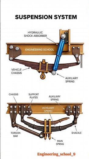🚛 Suspension System Explained | Leaf Spring & Shock Absorber Working 🔧⚙️