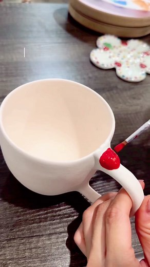 Strawberry Pottery Painting Progress 🍓✨