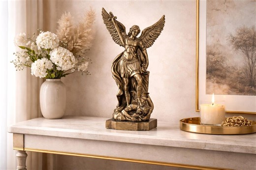 Archangel Michael Statue Catholic Home Protection Decor | Saint Michael Sculpture Christian Gift Religious Altar Figurine - Etsy