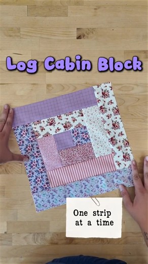 Log Cabin Block – No Measuring, Just Trim! 🏡 #shorts