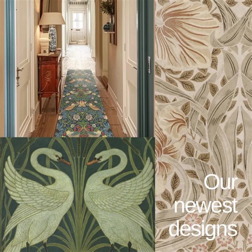 William Morris Arc Floor Lamp: Red Strawberry Thief Fabric Shade - Etsy