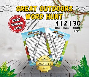 Camp "great Outdoors" Word Search - Etsy