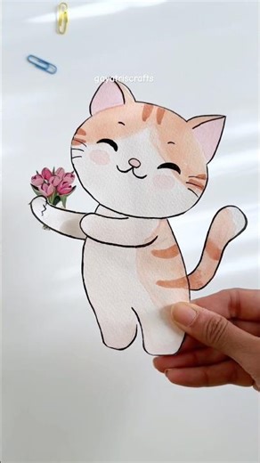 The secret to making someone smile? #PaperCraft #InteractiveCards#cat #PaperEngineering