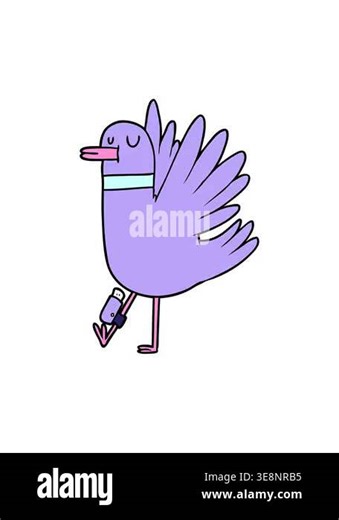 shivering motion animation of cartoon flapping wood pigeon
