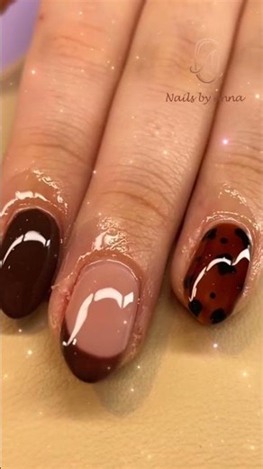Brown nails with leopard print & sleek French tips — chic and classy 🤎✨ | Nails By Anna Dinh Belfast