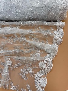Silver Floral Lace Fabric by Yard Embroidery Corded With Sequins, Non-stretch Bridal Lace for Wedding Gowns, Veils, Evening Dresses - Etsy