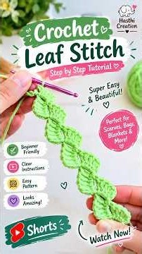 Easy Crochet Leaf Stitch Tutorial 🍃✨ | Beginner Friendly