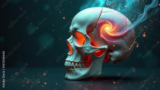 animated image image see human skull background dark also sparks