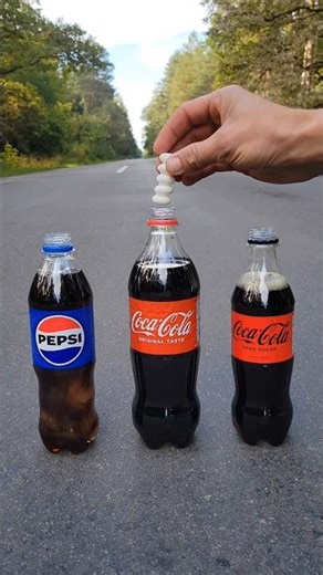 Coke Pepsi VS Mentos Volcano Crushing