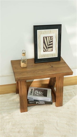 Rustic Wood End Table | Farmhouse Side Table for Cozy Living Room Decor