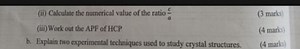 (ii) Calculate the numerical value of the ratio ac​(3 marks)(... | Filo