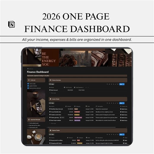 Notion 2026 Finazplaner Expense & Income Tracker Bill Tracker Dark Budget Planer Geldmanagement Einsteigerfreundlicher Planer - Etsy.de