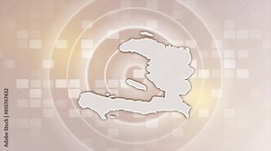Haiti Animated Map on Minimal Background, Multi Purpose Background with Ripples and Boxes with Haiti 3D Map, Useful for Politics, Elections, Travel, News and Sports Events