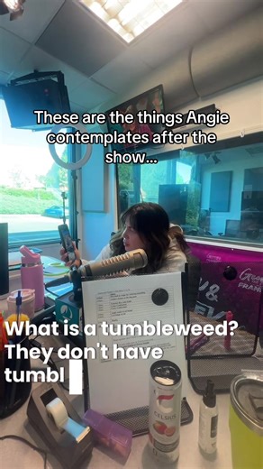 Angie’s never seen a tumbleweed in real life before yesterday #sandiego #radio #bts