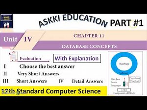 💥 12th Computer Science Chapter 11 : Database Concepts - Book back Answers English Medium Part #1