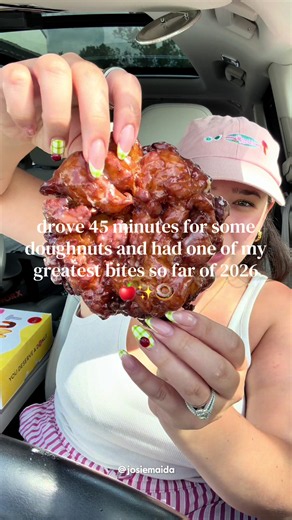 One of my best bites of 2026, the APPLE FRITTER from TK Coffee & Donuts. 🍎✨🍩 We drove 45 minutes after seeing their flan doughnut online. We filled up our half dozen box. We were ready to go and then ... Out came an angel from the kitchen with a tray of golden brown, irresistible apple fritters. Would they taste as good as they looks? Better!!! Crispy, sugary dough, chunks of apple, the most perfect glaze. This is the perfect apple fritter. And paired with a fun iced coffee? It's a dream!!💭 #
