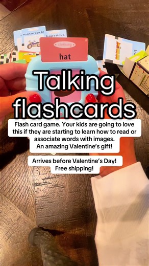 The coolest talking flash card game. Perfect for Valentine’s Day. #talkingflashcards #interactivegame #valentinesdaygift #moms #learningwords