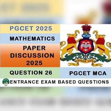 Q26|PGCET MCA 2025 Mathematics Solved Question Paper | Complete Explanation #mca #mcastudent