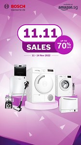 BOSCH 11.11 ONE DAY SALE! Enjoy up to 70% off! From washers to kitchen appliances, you’re definitely going to find something to elevate your standard of living! Don’t miss it – shop now! | Bosch Home