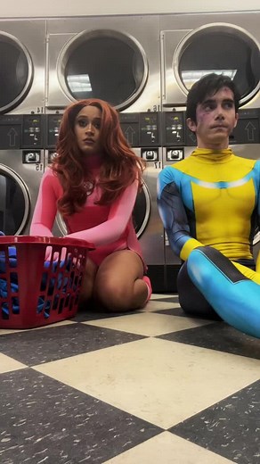 Mark and Eve at the laundromat after a fight #invincible #atomeve #cosplay @ChrisVillain