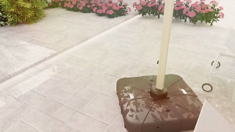 Outsunny Square Cantilever Patio Umbrella Base with 4 Wheels for Easy Moving, Heavy Duty Umbrella Stand Weight, 330 lb Capacity Sand or 249 lb Capacity Water, Coffee