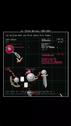 plaaosert weaponballs on Instagram: "-- trying out a new theme =3 | Cards vs Frying Pan -- Cards: Draws random cards from a deck which rotate around as damaging projectiles. Hits with rotating cards speed up draws. Once five cards are drawn, evokes an effect based on the best poker hand in the set. Completing a Pair or Two Pair grants +1 luck permanently. Junk grants +2. Frying Pan: Cooks up delicious delicacies that heal allies or self and burn enemies. The pan does a lot of damage on hit too! 