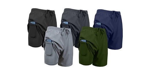 3Pk Mens 2-in-1 Quick Dry Shorts w/Liner