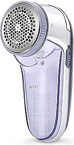 Nooa Fabric Shaver Defuzzer, Electric Lint Remover Battery Operated, Dual Protection, Removable Bin, Easy Remove Fuzz, Lint, Pills, Bobbles, Light Gray