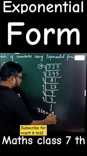 How to Express 729 in Exponential form maths7th#exponentsandpower