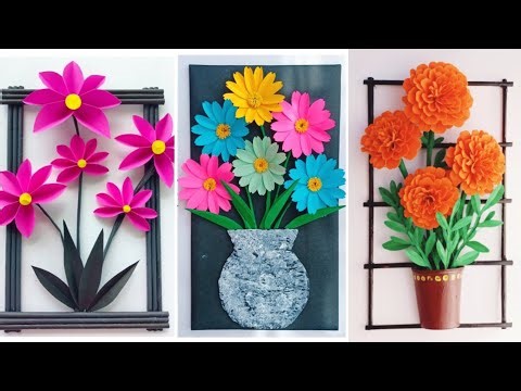 DIY 3D Paper Flower Wall Art || 3 Creative Paper Flower Wall Hanging Craft || Easy and Fun DIY Ideas