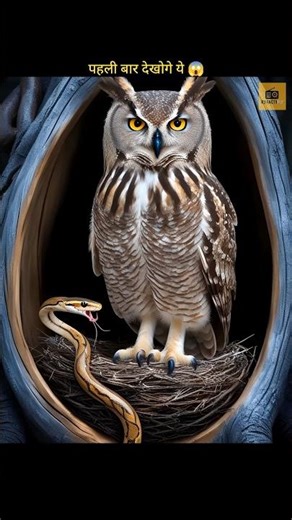 The owl that keeps a snake as a housekeeper 😱 | #facts #shorts #animals