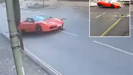 Moment Dragons' Den winner smashes £100k Ferrari after crashing in city centre