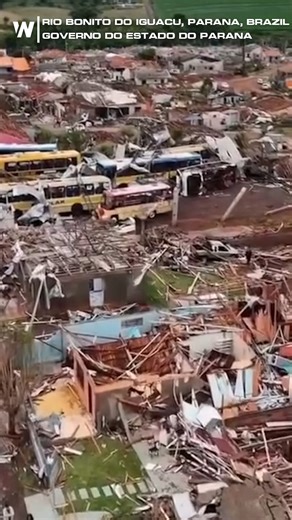 22K views · 452 reactions | NEW: Devastating scenes are emerging from Rio Bonito do Iguaçu, in southern Paraná, Brazil, after a powerful tornado tore through the town on Friday. Drone footage reveals widespread destruction, with much of the town left unrecognizable. Early reports indicate at least four people have died and hundreds injured. | WeatherNation | Facebook