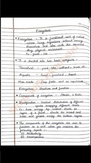 Class 12 Biology | Ecosystem handwritten notes | CBSE | NEET | NCERT | BSEB | JEE | BOARD EXAM