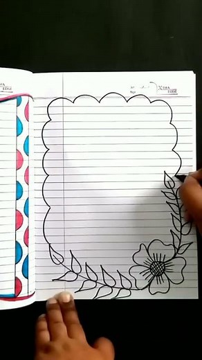 Assignment work on notebook pages|simple border design for projects handmade|notebook border designs