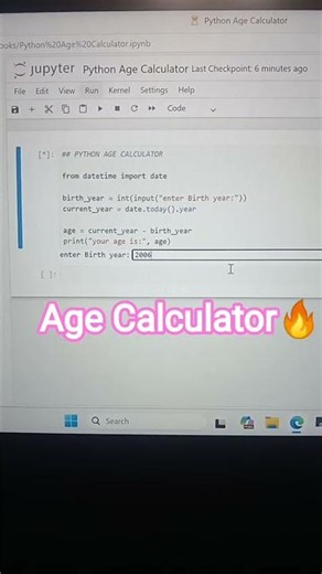 Python Age Calculator in 10 Seconds 😳 #shorts #python #learnpython #coding
