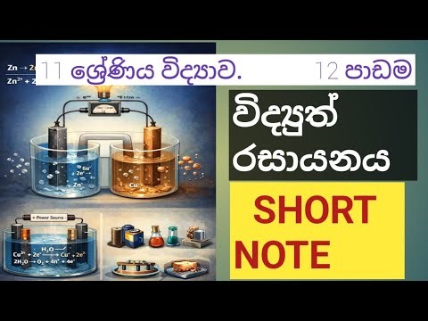 විද්‍යුත් රසායනය 12 වන පාඩම SHORT NOTE 11 ශ්‍රේණිය