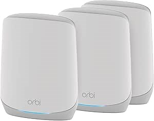 NETGEAR Orbi Whole Home Tri-Band WiFi 6 Mesh Network System (RBK753P) – Router with 2 Satellite Extenders – Security Features - Coverage up to 7,500 sq. ft., 75 Devices - AX5200 (Up to 5.2Gbps)