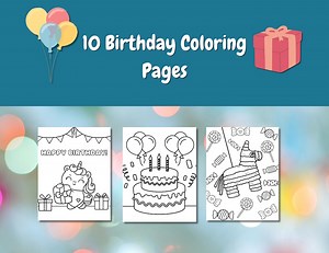 Birthday Coloring Pages for Kids - Printable 8.5 X 11 Inch Coloring Sheets - Etsy Australia