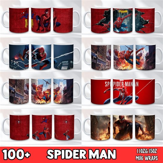 100  Spiderman Mug Wrap Designs Bundle: Super Hero PNG (digital Download) - Etsy