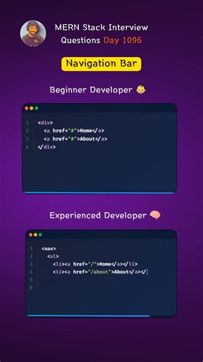 Beginner vs Pro Navigation Bar in HTML #coding #shorts