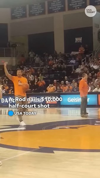 25K views · 233 reactions | Former MLB All-star Alex Rodriguez makes a half-court shot at halftime of college game Bucknell vs Army. | USA TODAY | Facebook