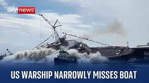 US Navy warship narrowly misses tugboat during launch - The Global Herald