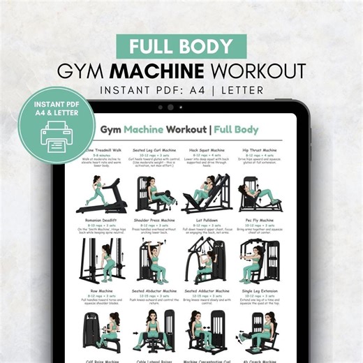 Full Body Gym Machine Workout for Women Printable Poster | Women’s Gym Exercise Chart | Gym Machine Routine | Fitness Home Gym Wall Art - Etsy Canada