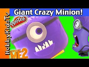 GIANT LegoHead PURPLE MINION! Play-Doh Makeover HobbyKidsTV